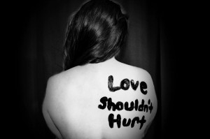 woman with message on back
