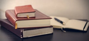 legal books with notebook