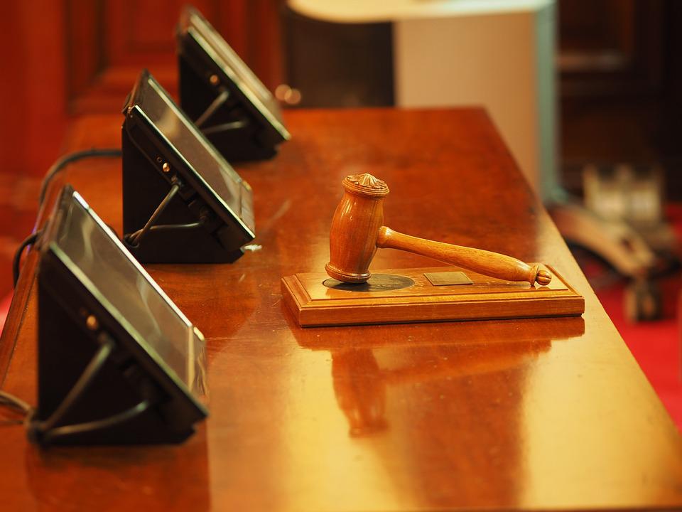 gavel on desk in criminal court