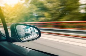 car speeding down the freeway