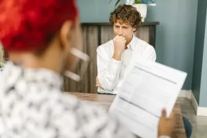job candidate sitting across from interviewer